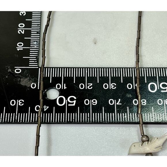 Native American 925 Liquid Silver Necklace Carved MOP Birds Fetish Necklace 14” - Picture 10 of 11